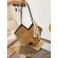 Fashion Brown Pu Spliced Large Capacity Shoulder Handbag