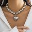 Fashion 02 White K Multilayer Metal Ball Bead Love Necklace