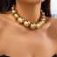 Fashion 03 Gold Multilayer Metal Ball Bead Love Necklace