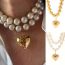 Fashion 01 White K Multilayer Metal Ball Bead Love Necklace