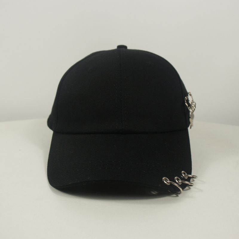 Fashion Black Cotton Hoop Baseball Cap