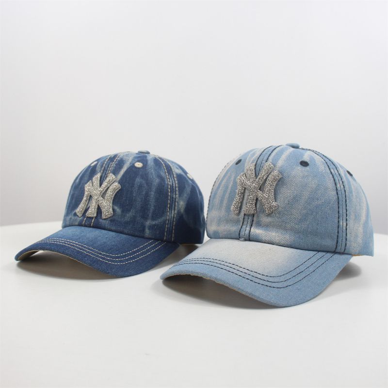 Fashion Navy Blue Cotton Letter-embroidered Baseball Cap