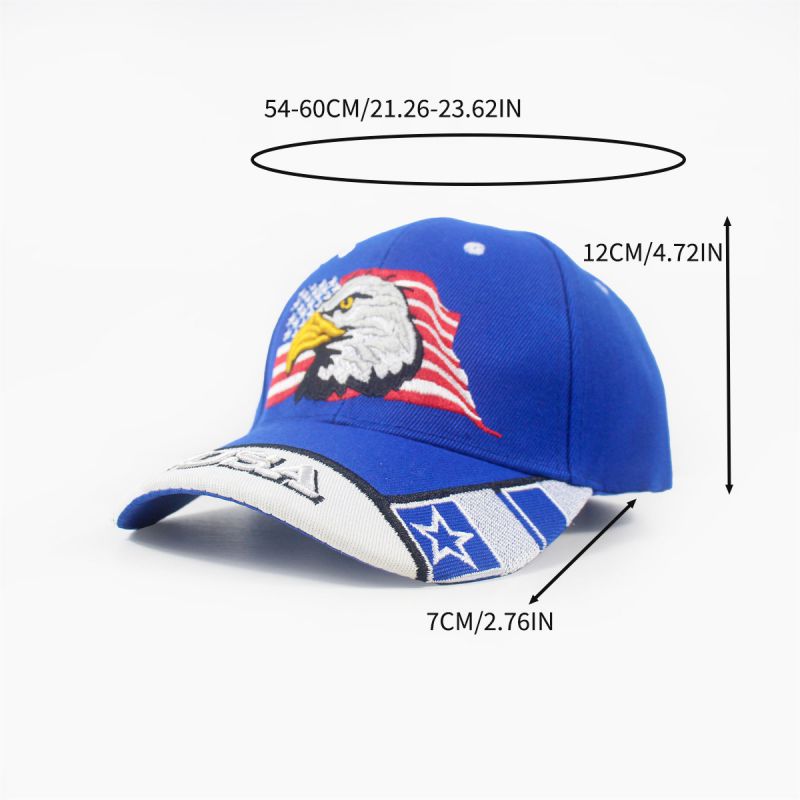 Fashion Claret Cotton Flag Eagle Embroidered Baseball Cap