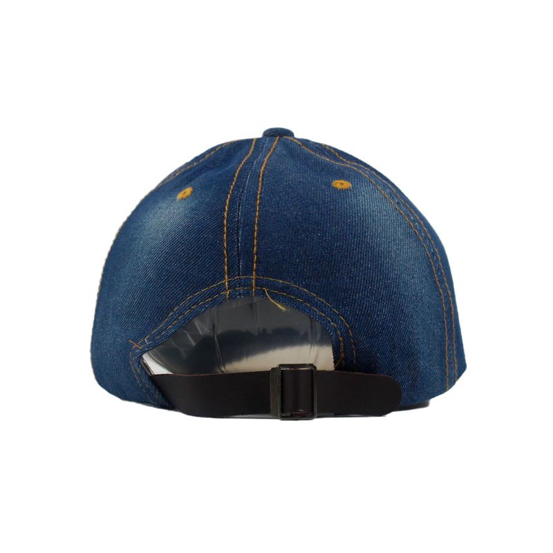 Fashion Navy Blue Cotton Diamond-embellished Curved Brim Baseball Cap