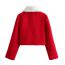 Fashion Red Woolen Collared Buttoned Jacket