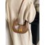 Fashion Khaki Pu Lock Large Capacity Crossbody Shoulder Bag