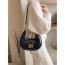 Fashion Black Pu Lock Large Capacity Crossbody Shoulder Bag