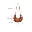 Fashion Brown Pu Lock Large Capacity Crossbody Shoulder Bag