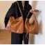 Fashion Brown Trumpet Pu Zipper Large Capacity Shoulder Bag