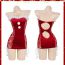 Fashion Red Lace-up Christmas Mini Dress