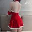 Fashion Red Nylon Underwear Miniskirt Christmas Set