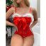 Fashion Red 2 Lace Transparent Crotchless One-piece Christmas Dress