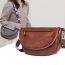 Fashion Brown Pu Zipper Shoulder Chest Bag