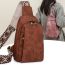 Fashion Brown Pu Zipper Crossbody Bag Chest Bag