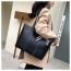 Fashion Black Pu Plaid Ribbon Large Capacity Portable Shoulder Bag