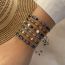 Fashion 6# Purple Square Black Bile Beaded Braided Bracelet