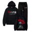 Fashion Black 1+black 2 Polyester Printed Hooded Sweatshirt Lace-up Trousers Track Suit