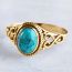 Fashion Rose Gold Copper Set Blue Pine Hollow Ring