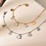 Fashion Silver Titanium Steel Inlaid Zircon Shell Love Pendant Bracelet