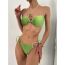 Fashion Green Polyester Halterneck Lace-up Cutout Split Swimsuit