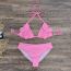 Fashion Pink Polyester Halter Neck Lace-up One-piece Swimsuit