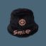Fashion Black Plush Smiley Letter Print Bucket Hat