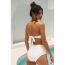 Fashion White Polyester Halterneck Lace-up High-waisted Tankini Swimsuit