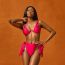 Fashion Rose Red Polyester Strappy Tankini Swimsuit
