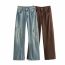 Fashion Coffee Color Workwear Mid-rise Denim Trousers