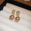 Fashion Champagne Geometric Pearl Hoop Earrings