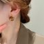 Fashion Earrings - Brown (real Gold Plating) Geometric Tiger Eye Semi-circle Earrings