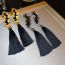 Fashion Silver Black Oil Dripping Geometric Irregular Long Tassel Earrings
