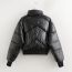 Fashion Black Polyester Buttoned Stand Collar Jacket