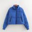 Fashion Blue Polyester Stand Collar Zipper Jacket