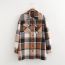 Fashion Lattice Polyester Checked Lapel Buttoned Jacket