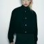 Fashion Black Polyester Buttoned Stand Collar Jacket