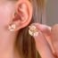Fashion 27# Alloy Pearl Flower Stud Earrings