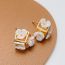 Fashion 17# Alloy Diamond Flower Stud Earrings