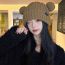 Fashion Brown Polyester Knitted Bear Ears Beanie