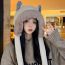 Fashion Yellow Plush Cat Paw Pullover Hat With Fur Collar