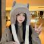 Fashion Black Plush Cat Paw Pullover Hat With Fur Collar