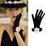 Fashion Black Satin Flower Five-finger Gloves