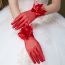 Fashion Red Mesh Lace Bow Five-finger Gloves