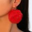 Fashion Big Red Mink Fur Ball Earrings