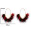 Fashion Black Red V-shaped Mink Hair Earrings