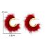 Fashion Bright Red C-shaped Mink Hair Earrings