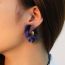 Fashion Black Purple C-shaped Mink Hair Earrings