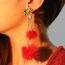 Fashion Black Acrylic Drop-shaped Pom-pom Love Geometric Earring Set