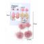 Fashion Pink Acrylic Drop-shaped Pom-pom Love Geometric Earring Set