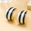 Fashion Black And White Alloy Oil Dripping C-shaped Stripe Earrings